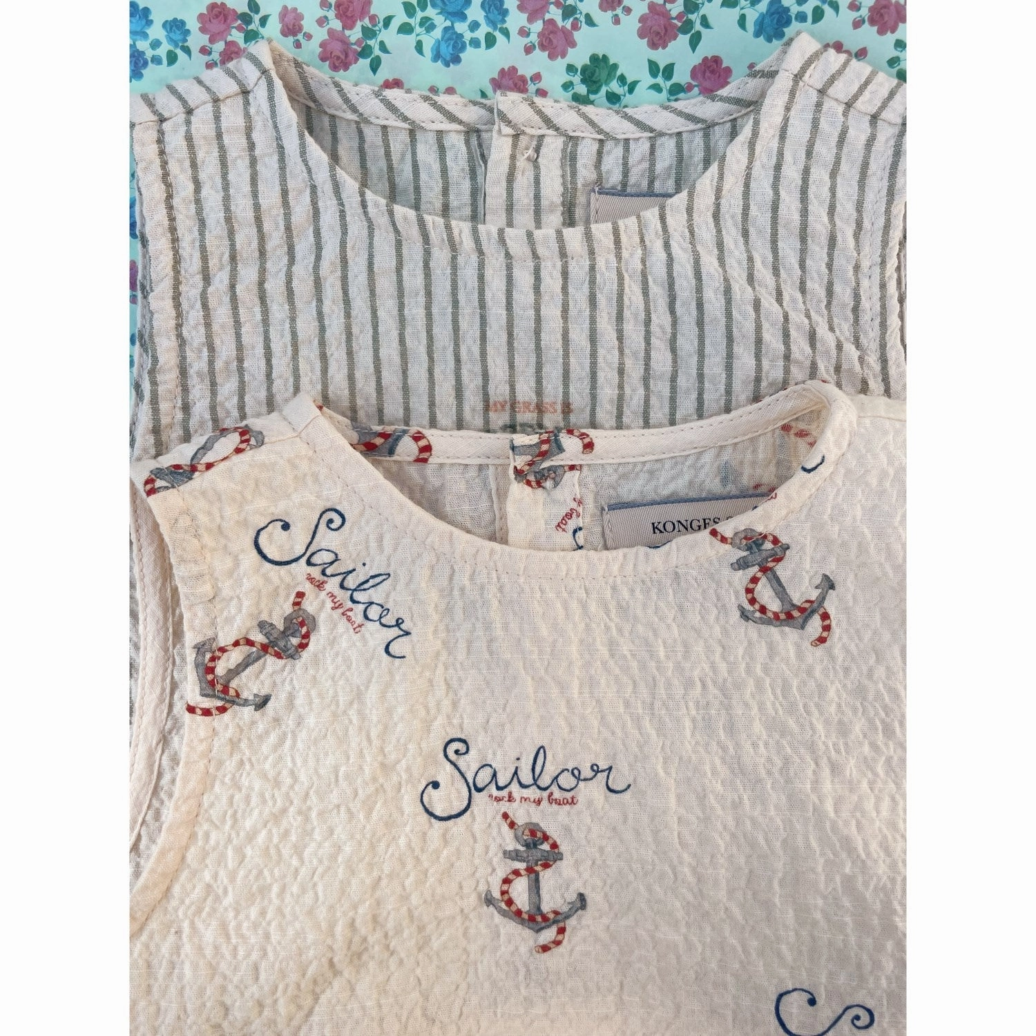 Fine Neutral Sporty Charming Konges Sl?jd Stripe Bluie Elliot Romper Gots