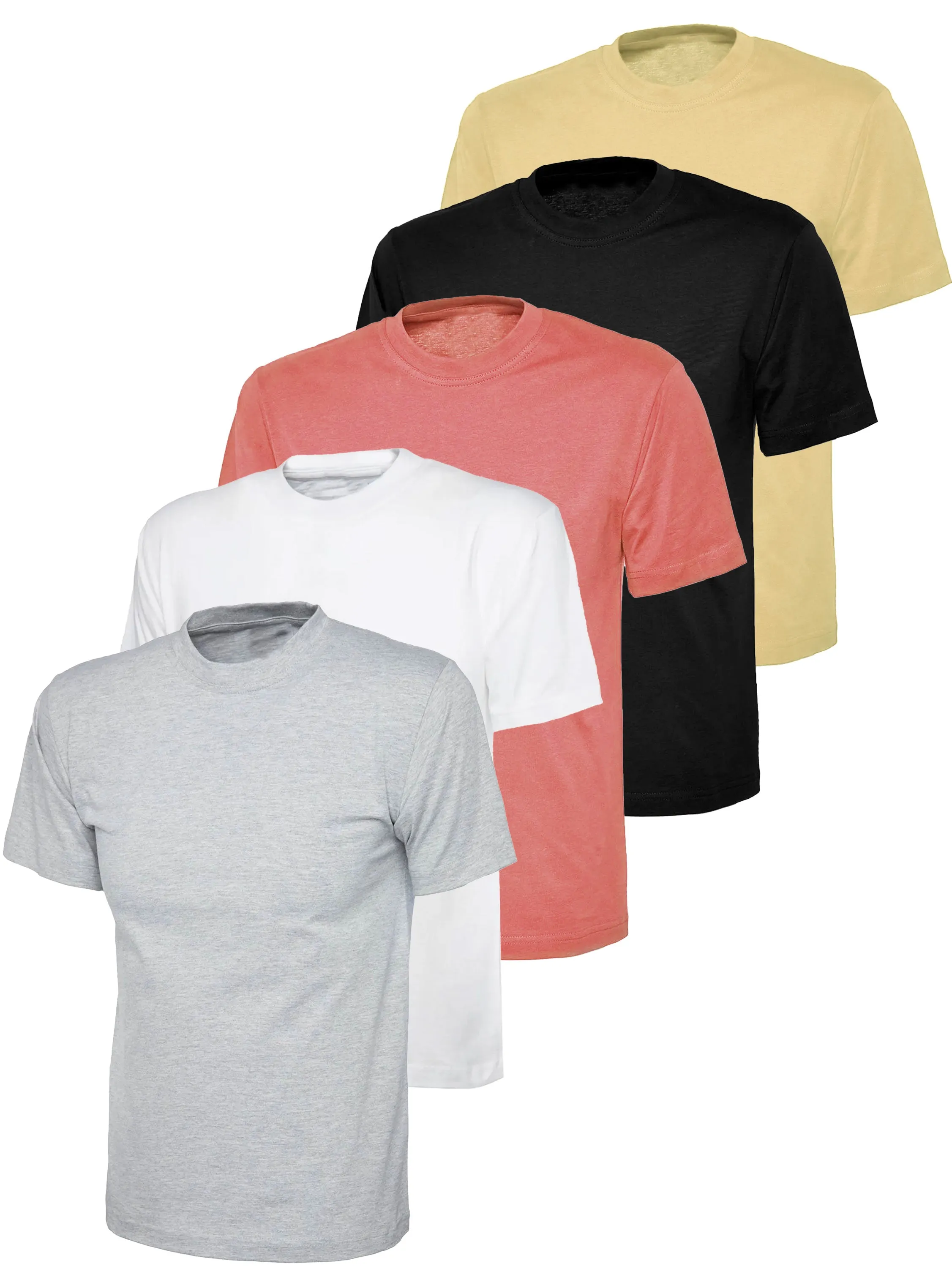 Kruze | Womens Crew Neck T-Shirts (5 Pack) Complementary Colors No Shrink Fabric