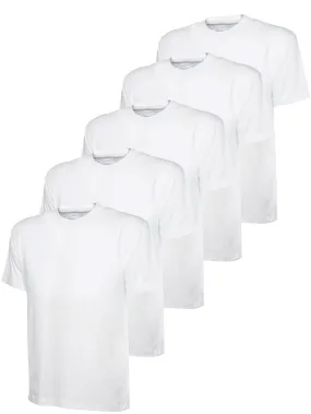 Kruze | Womens Crew Neck T-Shirts (5 Pack) - White Smooth Look