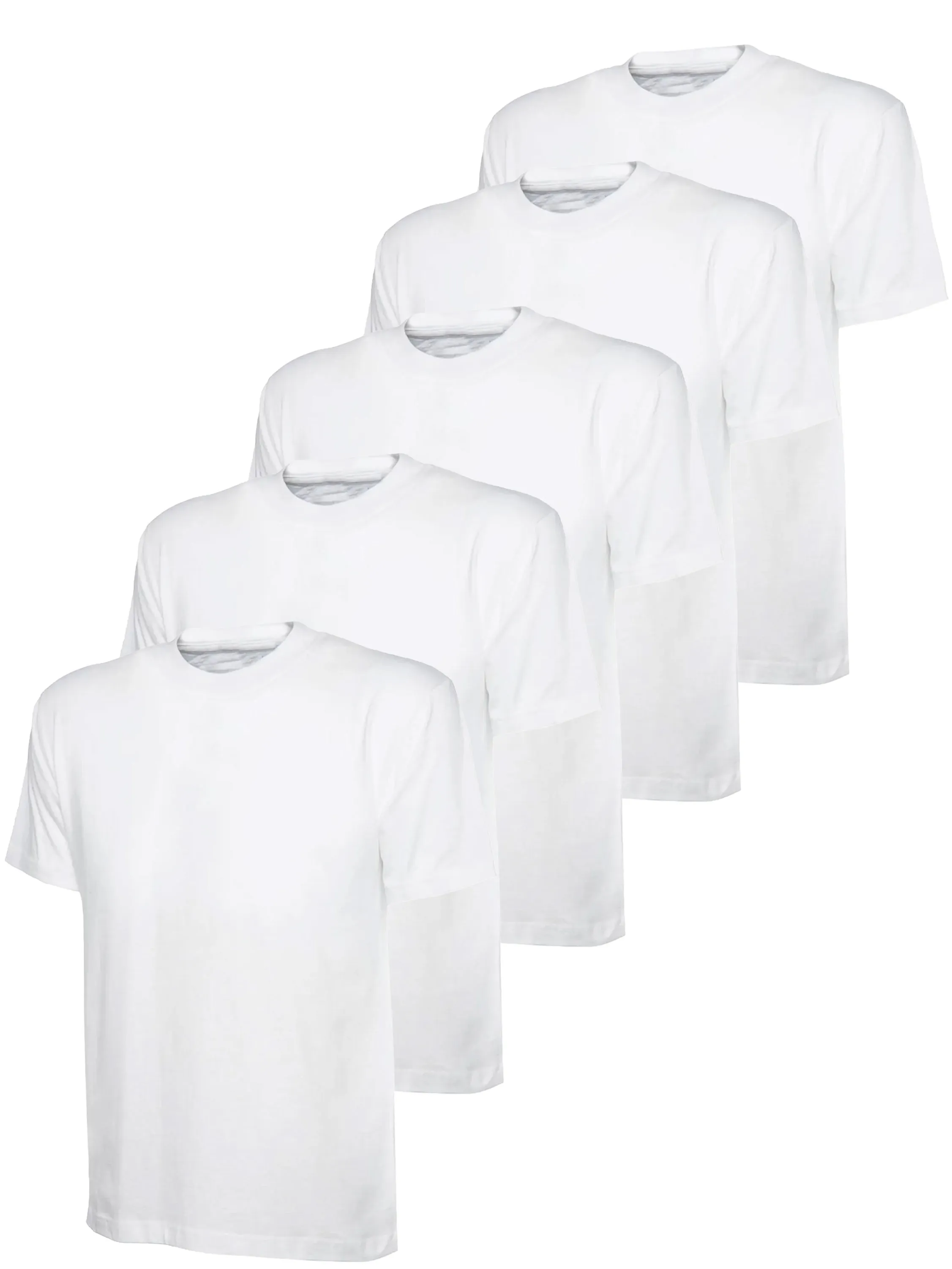 Kruze | Womens Crew Neck T-Shirts (5 Pack) - White Smooth Look