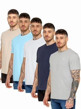 Kruze | Mens Crew Neck T-Shirt 5 Pack BreathableFabric Breathable Material