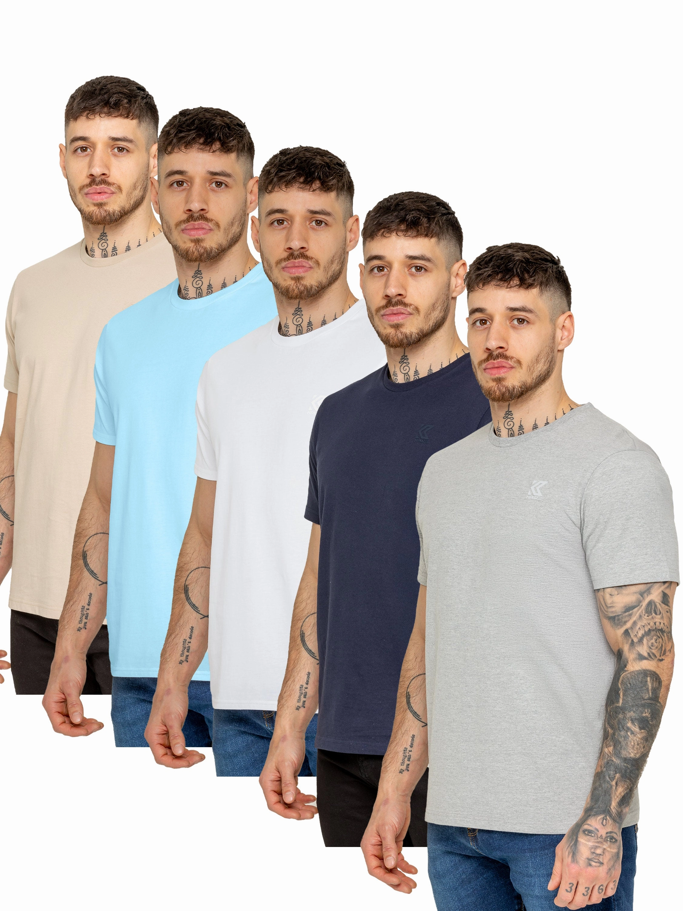Water Based Ink Print Street Ready Kruze | Mens Crew Neck T-Shirt 5 Pack
