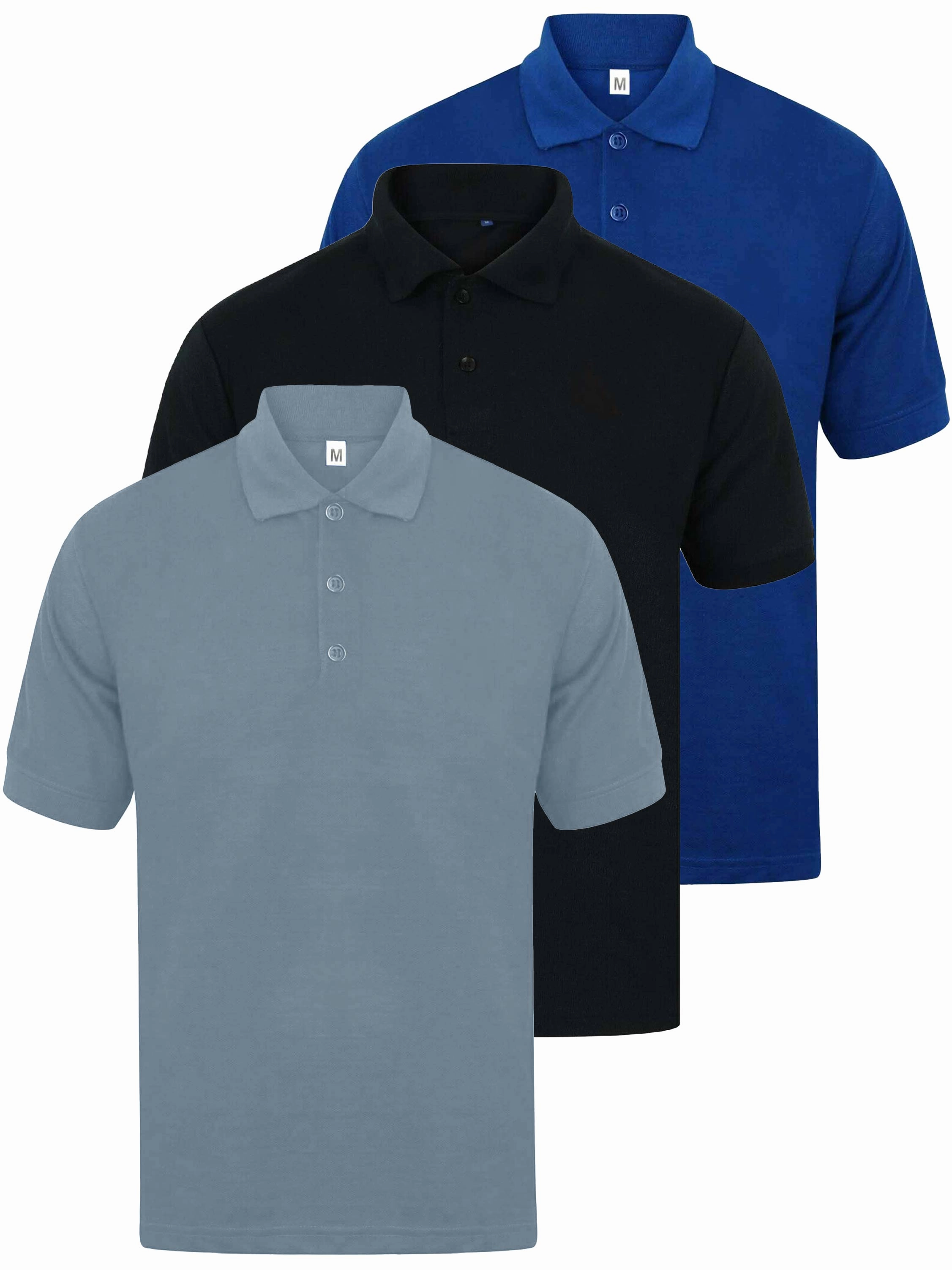 Kruze | Mens Polo T-Shirts (3 Pack) Polo Collar Casual Elegance