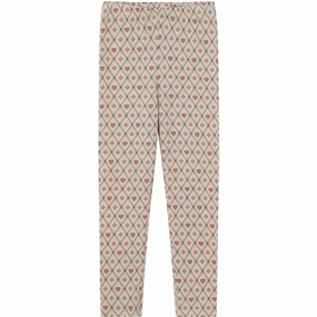 Fliink Sandshell Heart Aop Kelly Heart Leggings Evening Walk Casual Wearer Double Layered Knees