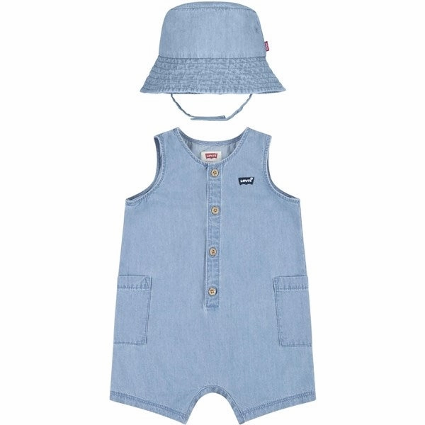 Resort Date Fancy Minimal Levi's Denim Romper And Buckethat Summer Wind