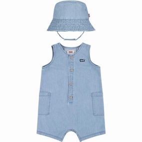 Resort Date Fancy Minimal Levi's Denim Romper And Buckethat Summer Wind