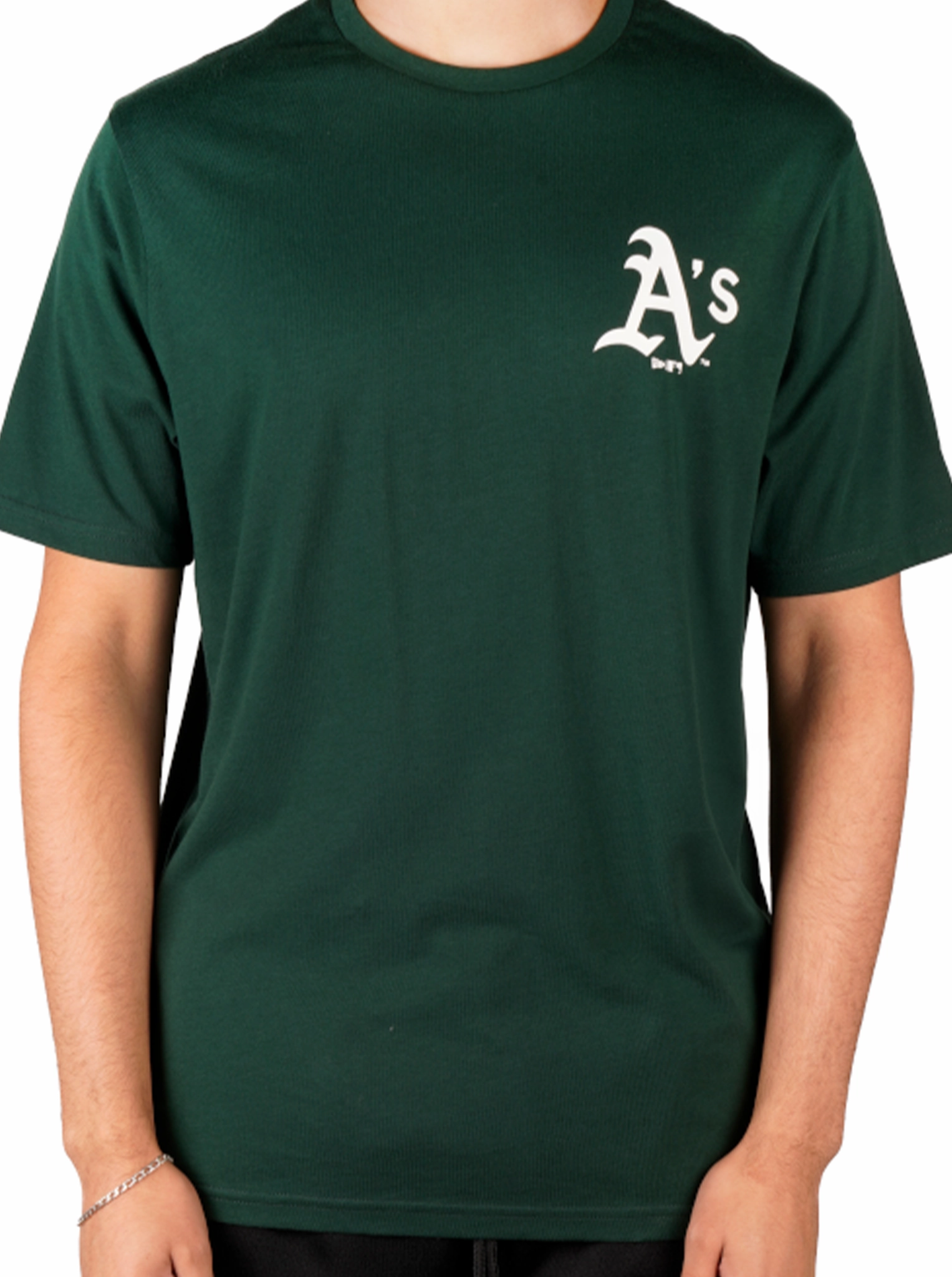 Oakland Athletics MLB Pennant Graphic Dark Green T-Shirt Simple and Light Casual Fashion