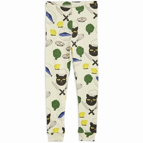 Mini Rodini Chef Cat Aop Leggings Multi Cozy Base Warm Layer