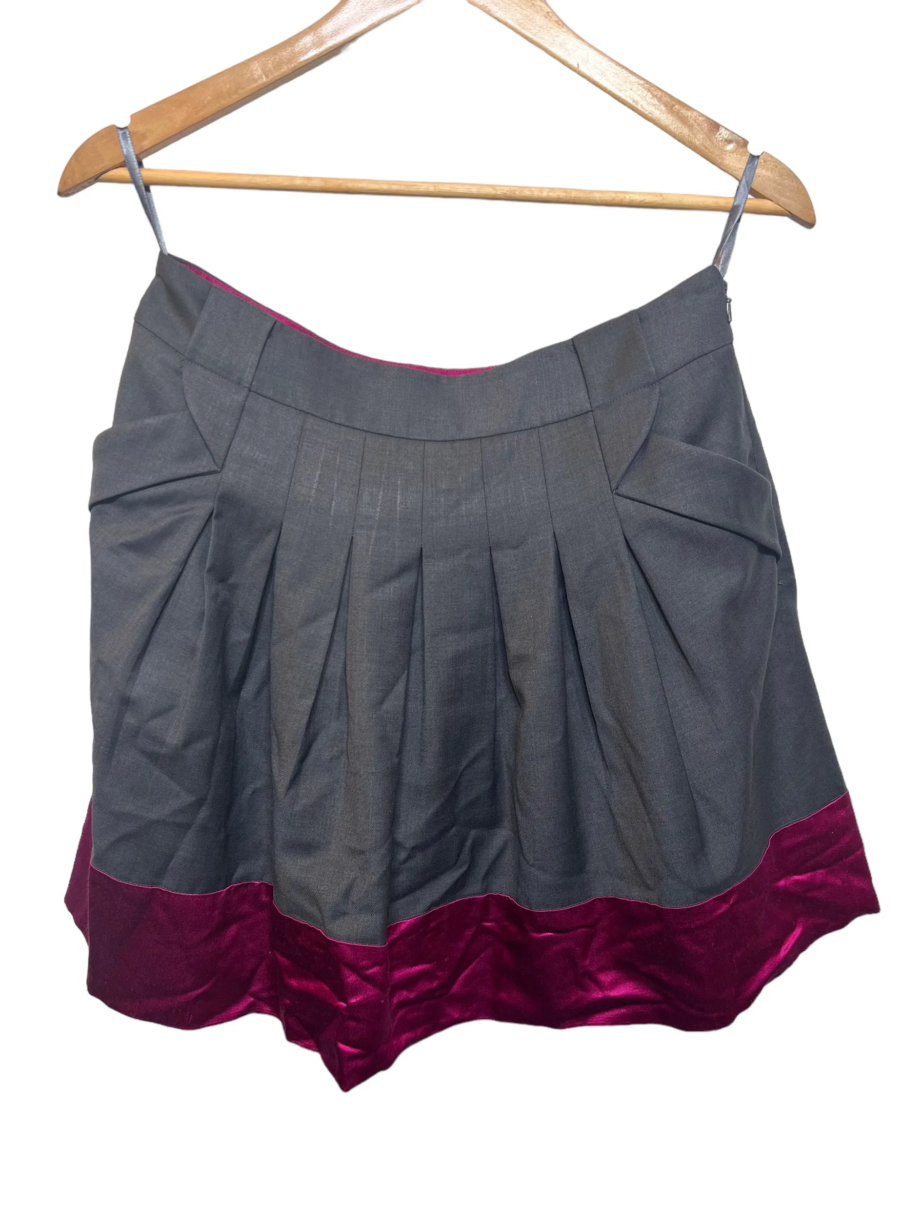 Ted Baker Women??s Grey Pink Pleated Skirt (Size M) Flatlock Seam Technology