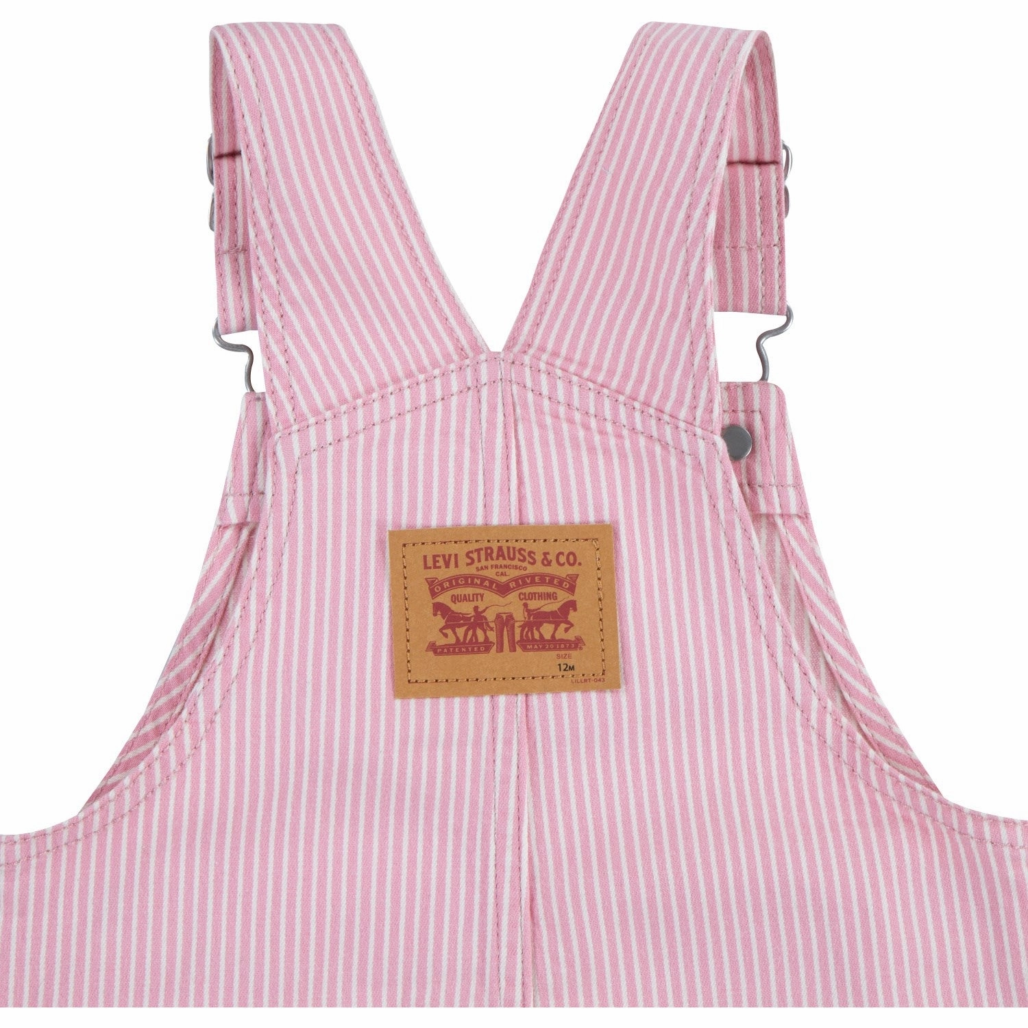 Levi's Bright White Railroad Stripe Overall Casual Comfort Layers Decorative stitching