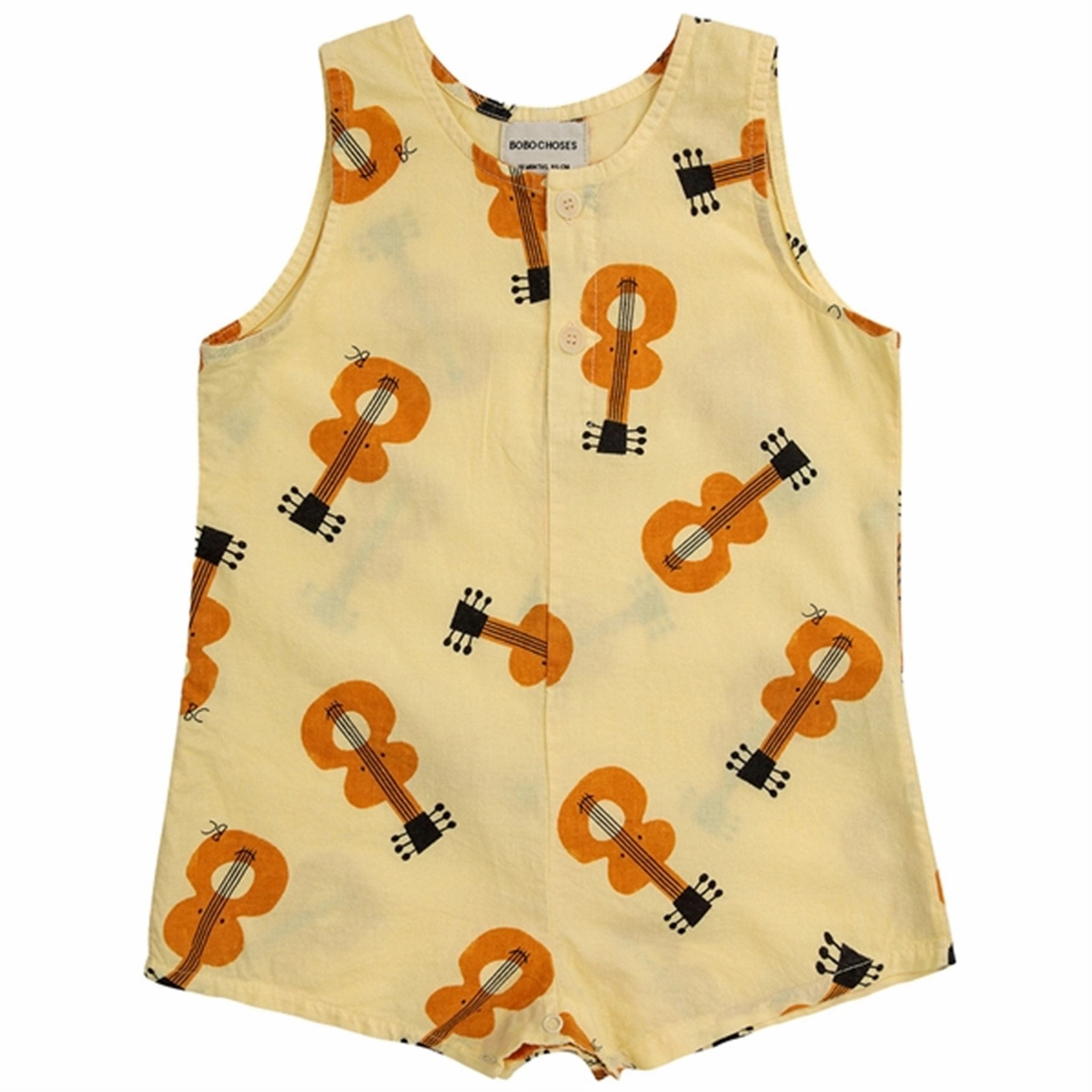 Elegant Durable Elegant Casual Bobo Choses Baby Acoustic Guitar All Over Woven Playsuit Sleeveless Light Yellow