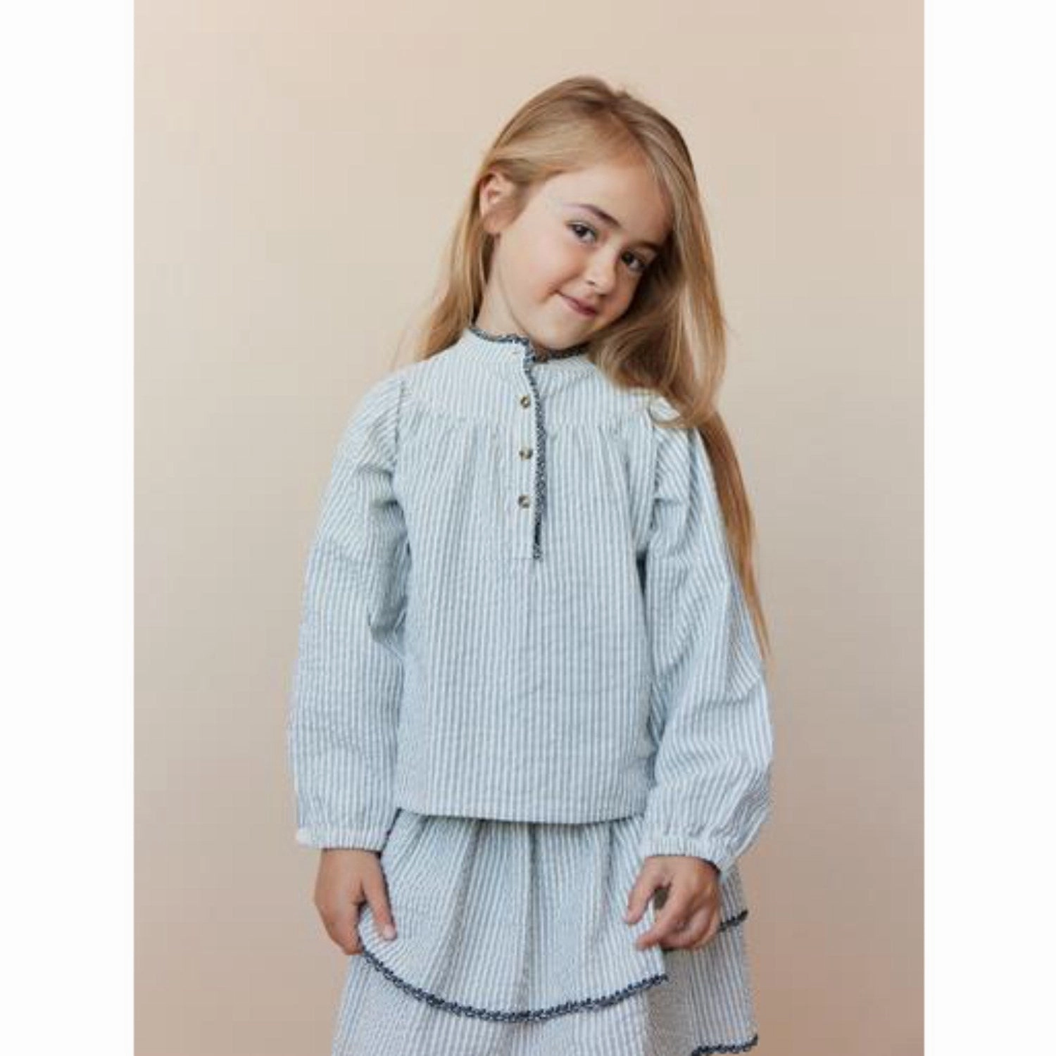 Seamless Edging Detachable Detail Sofie Schnoor Black Thin Stripe Skirt