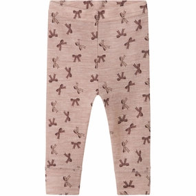 Petite Size City Walk Extra Soft Minimalist Style Name It Shadow Gray Bows Nbfwang Wool Rib Leggings Aop