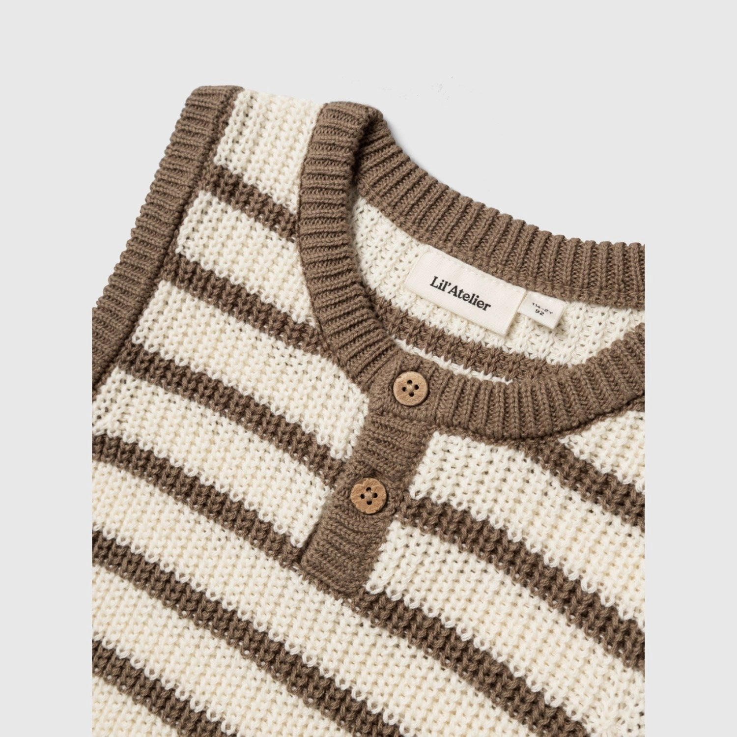Lil'Atelier Birch Emlen Knit Vest Stripe Modern Quick Release Clips
