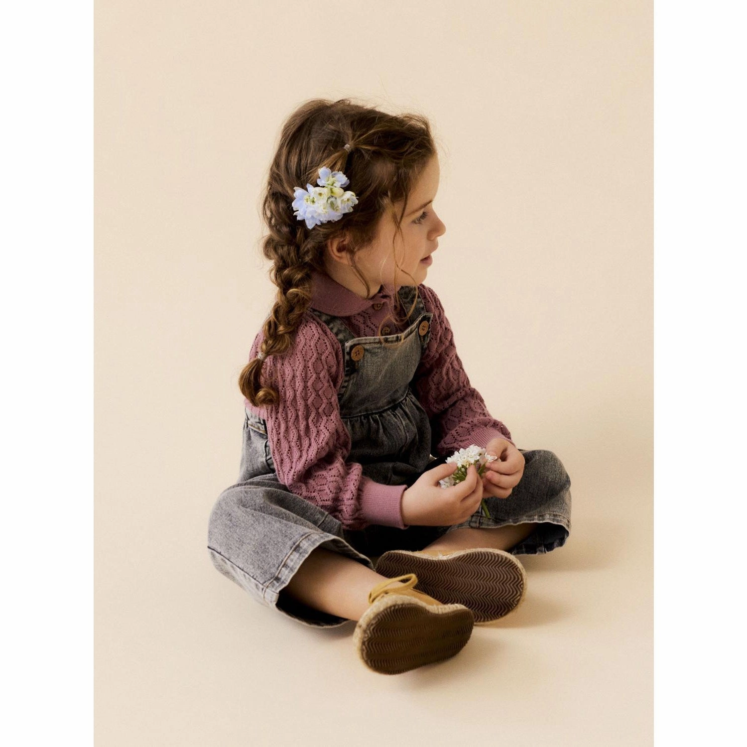 Lil'Atelier Light Grey Denim Tems Loose Denim Overalls CompressionSupport Lounge-friendly