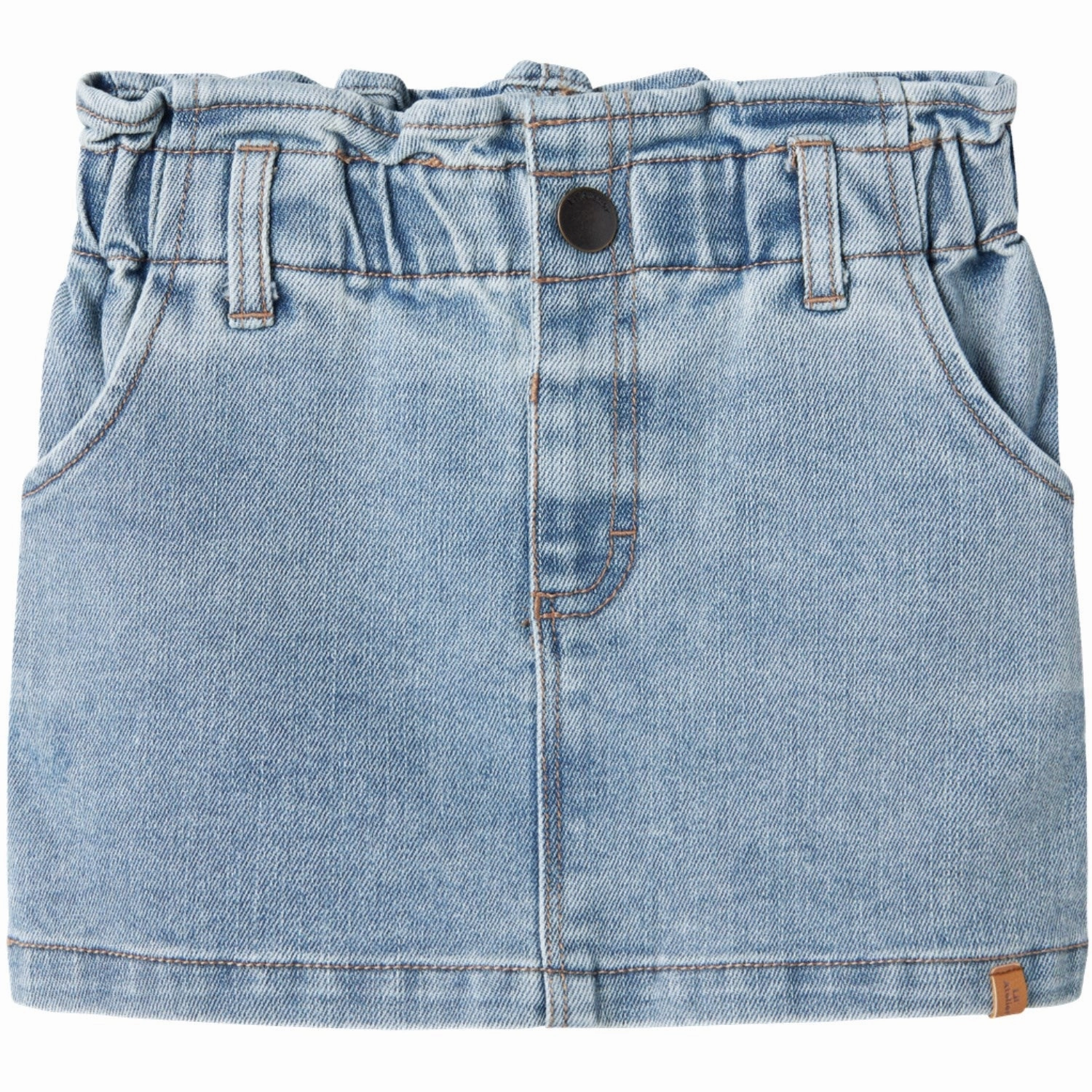 Lil'Atelier Medium Blue Denim Darlee Denim Skirt Reinforced Seams Removable Belt