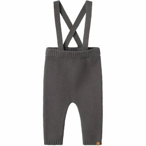 Lil'Atelier Pewter Kadin Knit Pants Twill Weave Texture Ventilated Mesh Lining