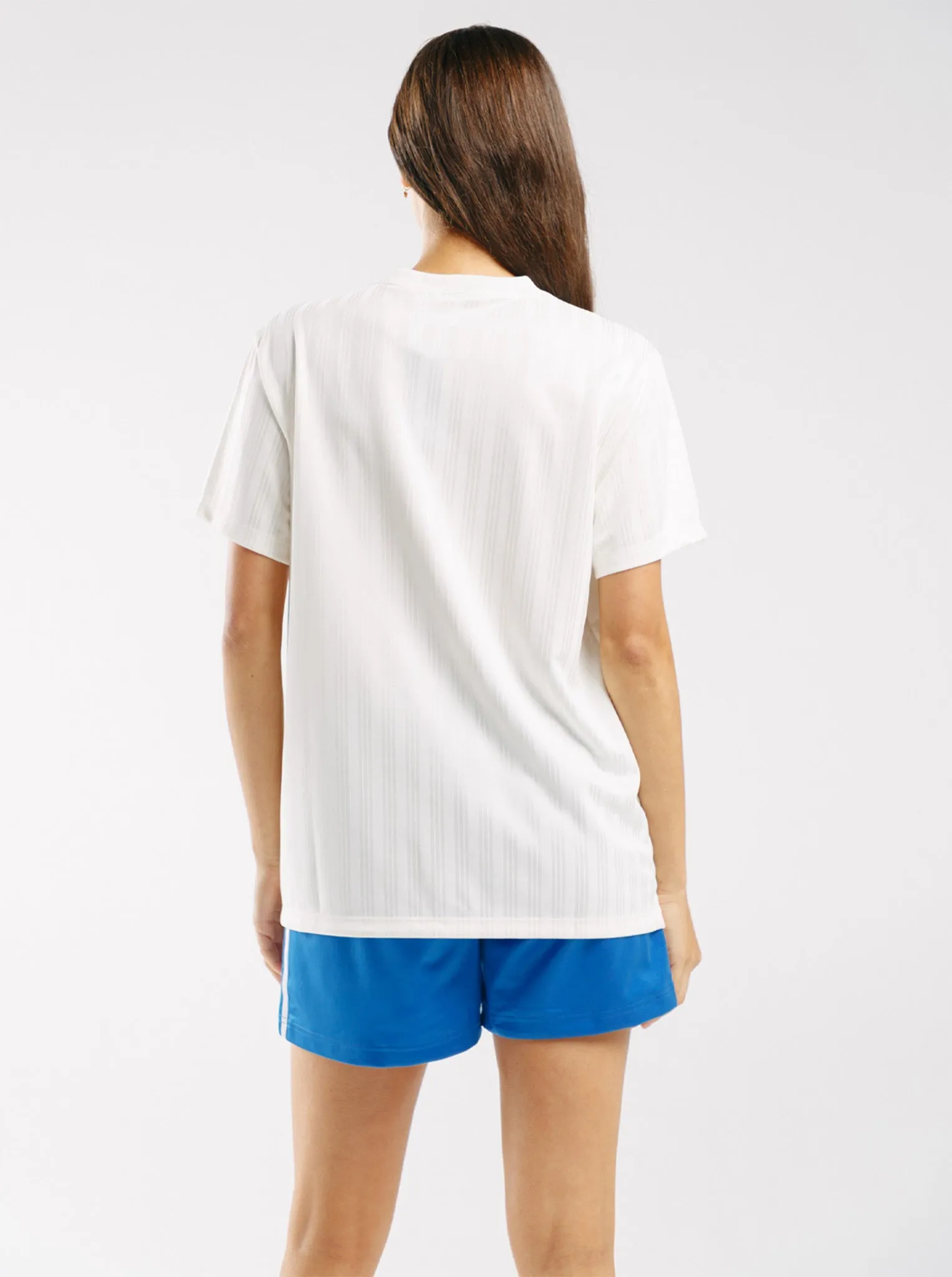 Linear Graphic Boyfriend T-Shirt Micro Perforated Fabric Bohemian