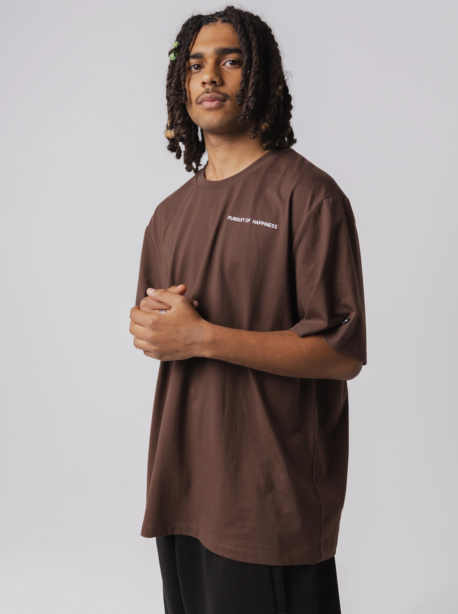 Universal Silhouette EcoFriendly Dye Happiness Track Tee in Umber