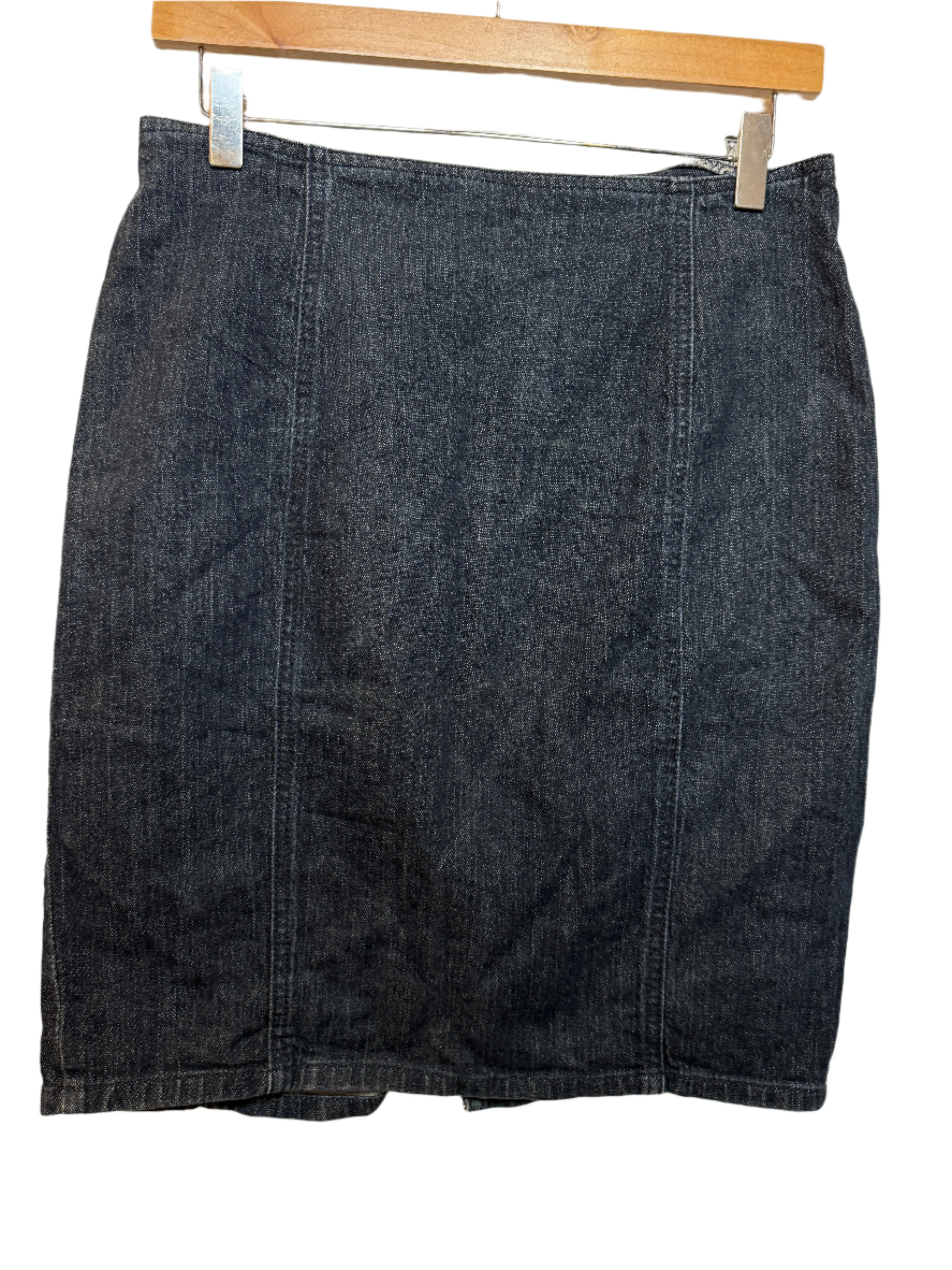 Heels Flexible Gusset Design London Jean Dark Blue Denim Skirt (Size XL)