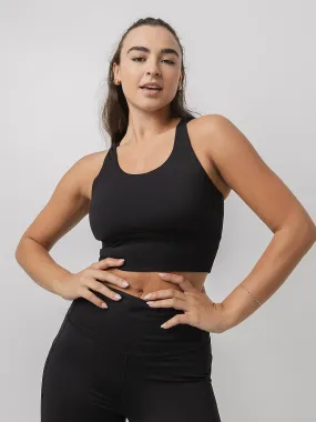 Polyester active clothing Longline Sports Bra In Black