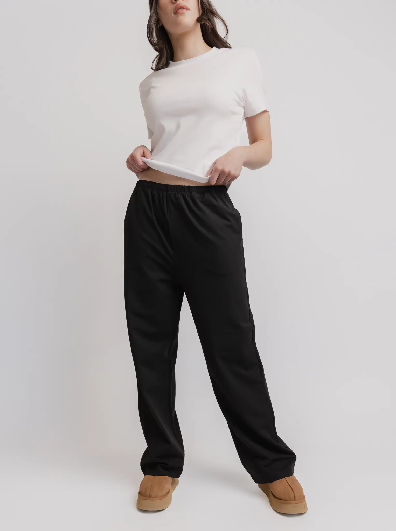 Layered Comfort Eco Friendly Dye Process Lounge Pant in Black