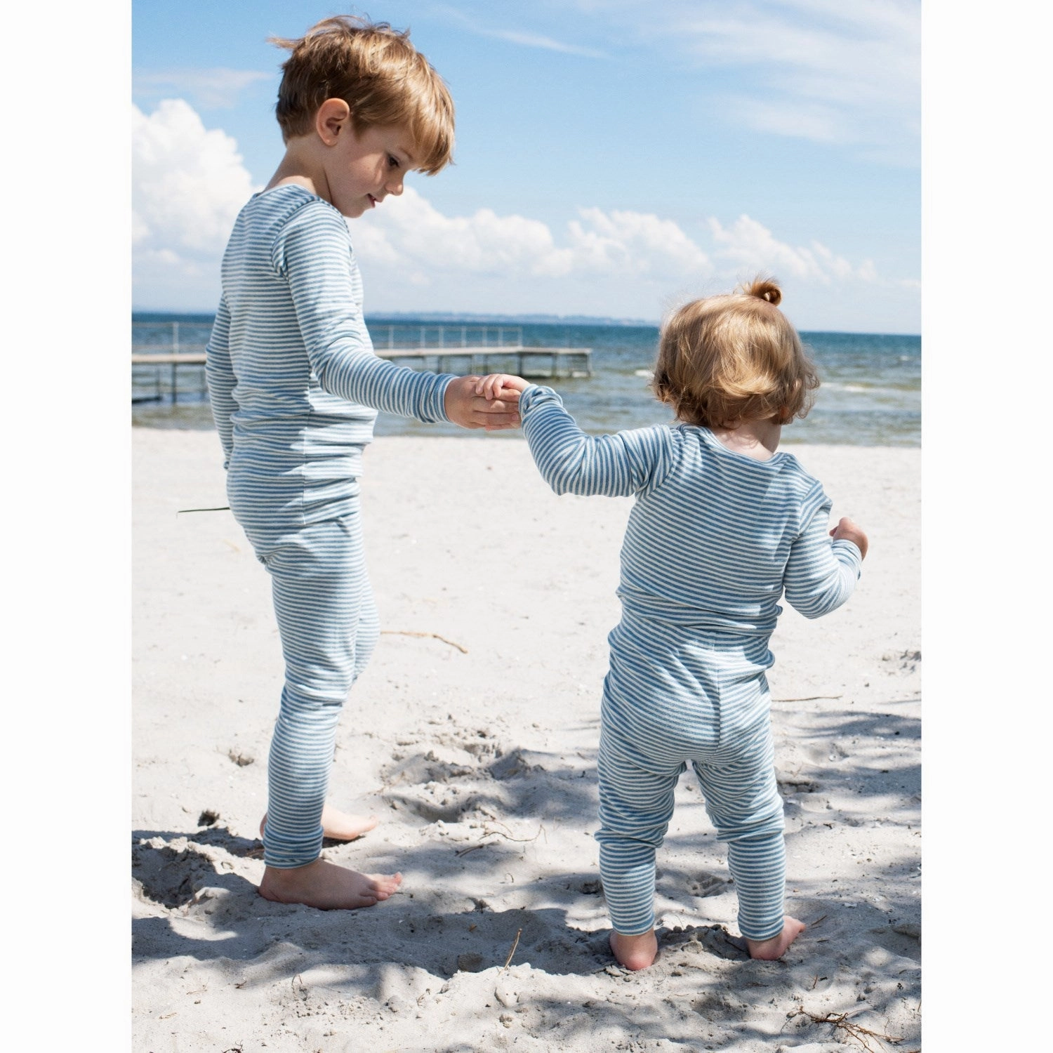 Serendipity Azur/Ecru Leggings Stripe Travel Enthusiast Moisture Wicking Breathable activewear