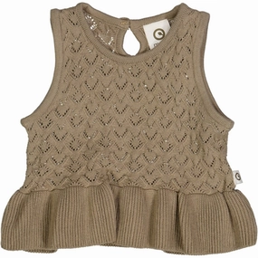 Plus Size wool material M??sli Cashew Knit Needle Out Vest
