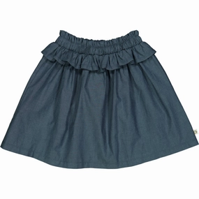 Elasticized Hem M??sli Chambray Chambray Frill Skirt