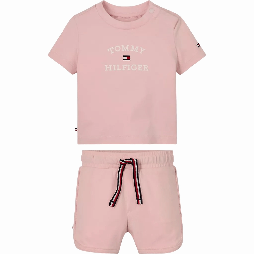 Heathered Texture Tommy Hilfiger Logo Tee/Short Set Baby