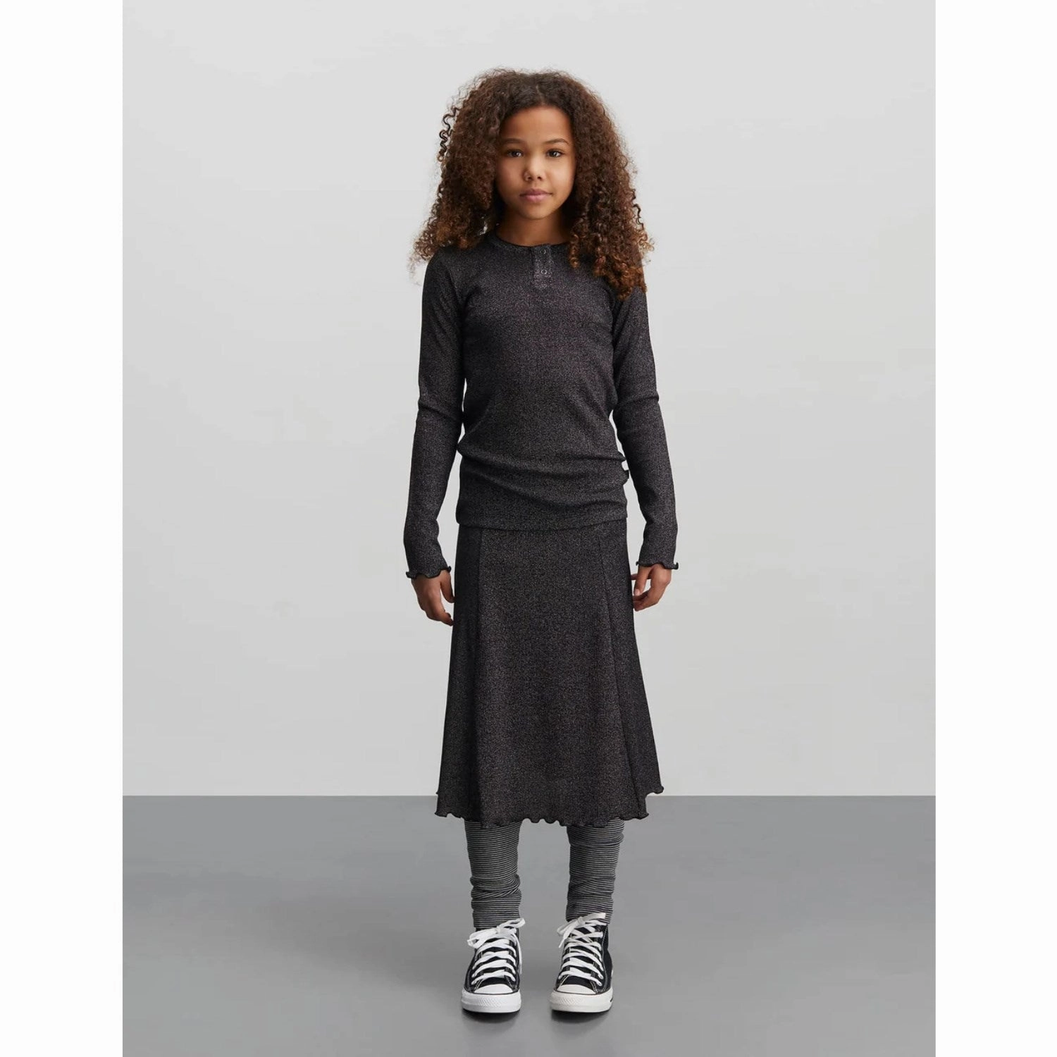 Mads N?rgaard Gun Metal 2X2 Lurex Salina Skirt Water Resistant Textured Surface