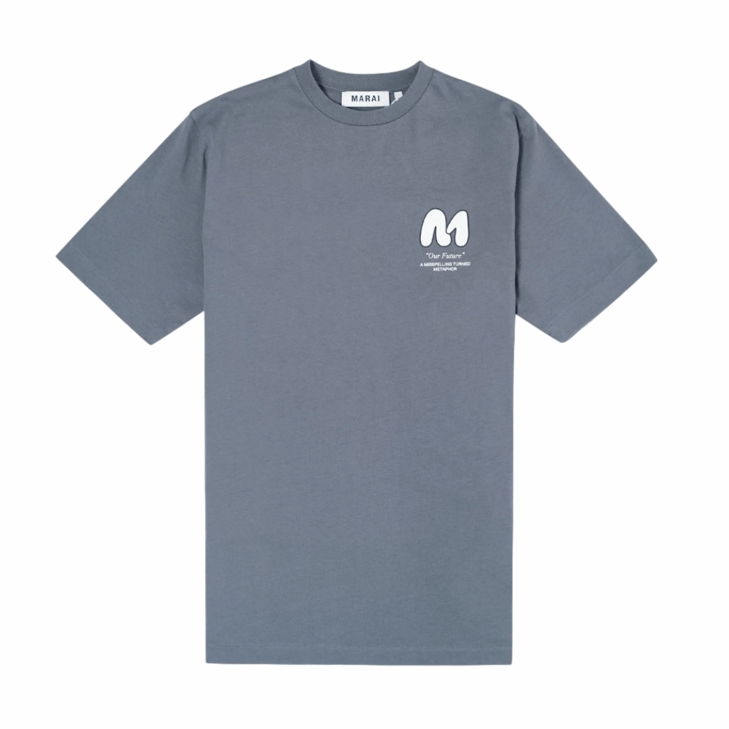 Marai Bubble Print T-Shirt Men Vintage Wash Effect Everyday Casual