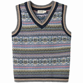 Double Stitched Seams Respected MarMar Light Cotton Wool Fair Isle Fair Isle Taj Knitted Vest