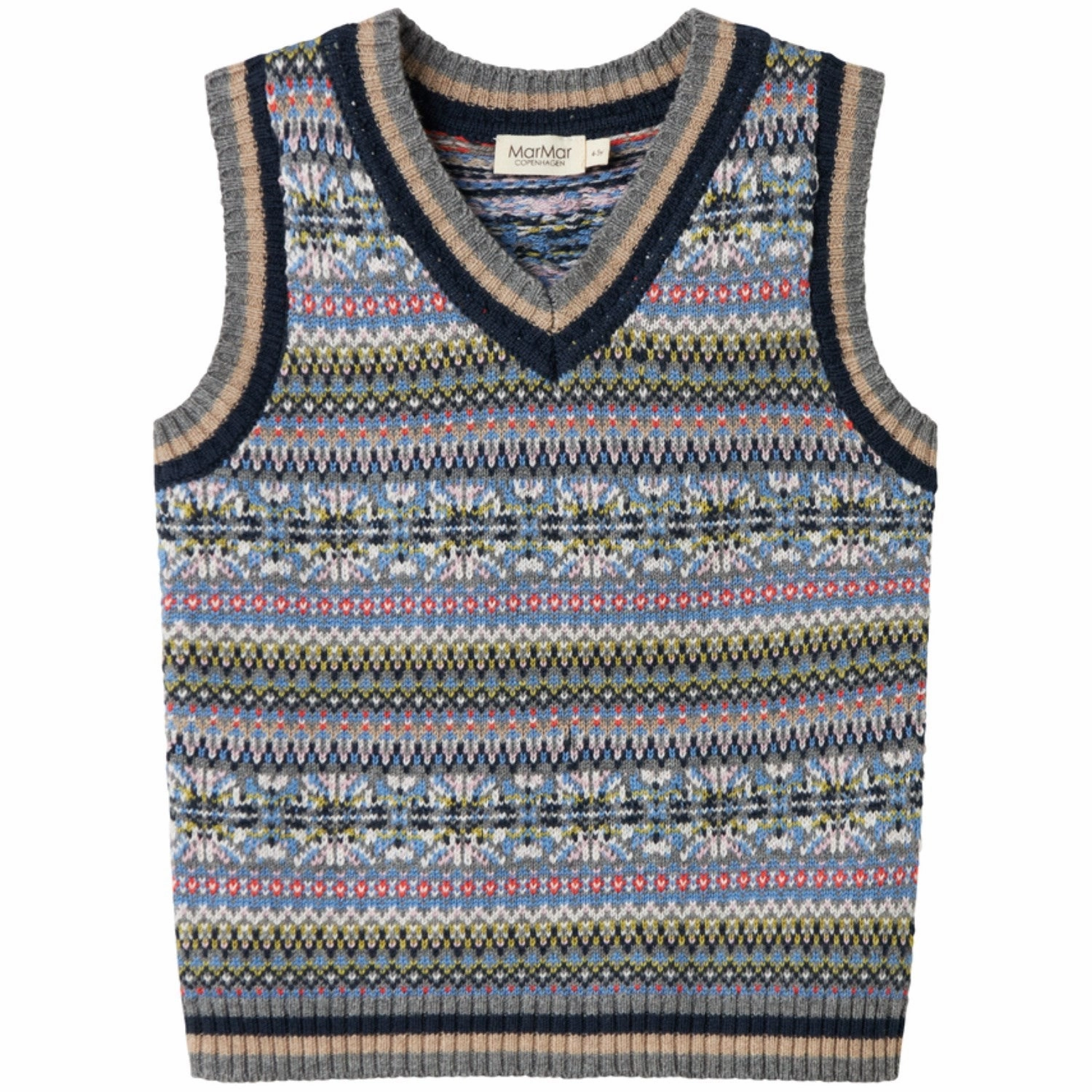 Double Stitched Seams Respected MarMar Light Cotton Wool Fair Isle Fair Isle Taj Knitted Vest