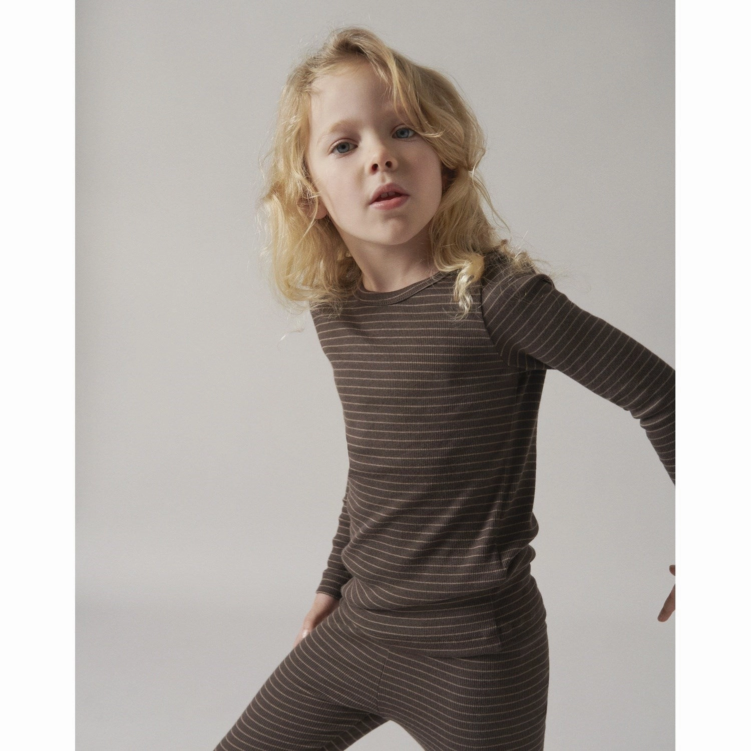 Postpartum Fit Slim Fit Cycling Trip Minimalist Style MarMar Modal Fine Rib Nori Green Stripe Leg Legging