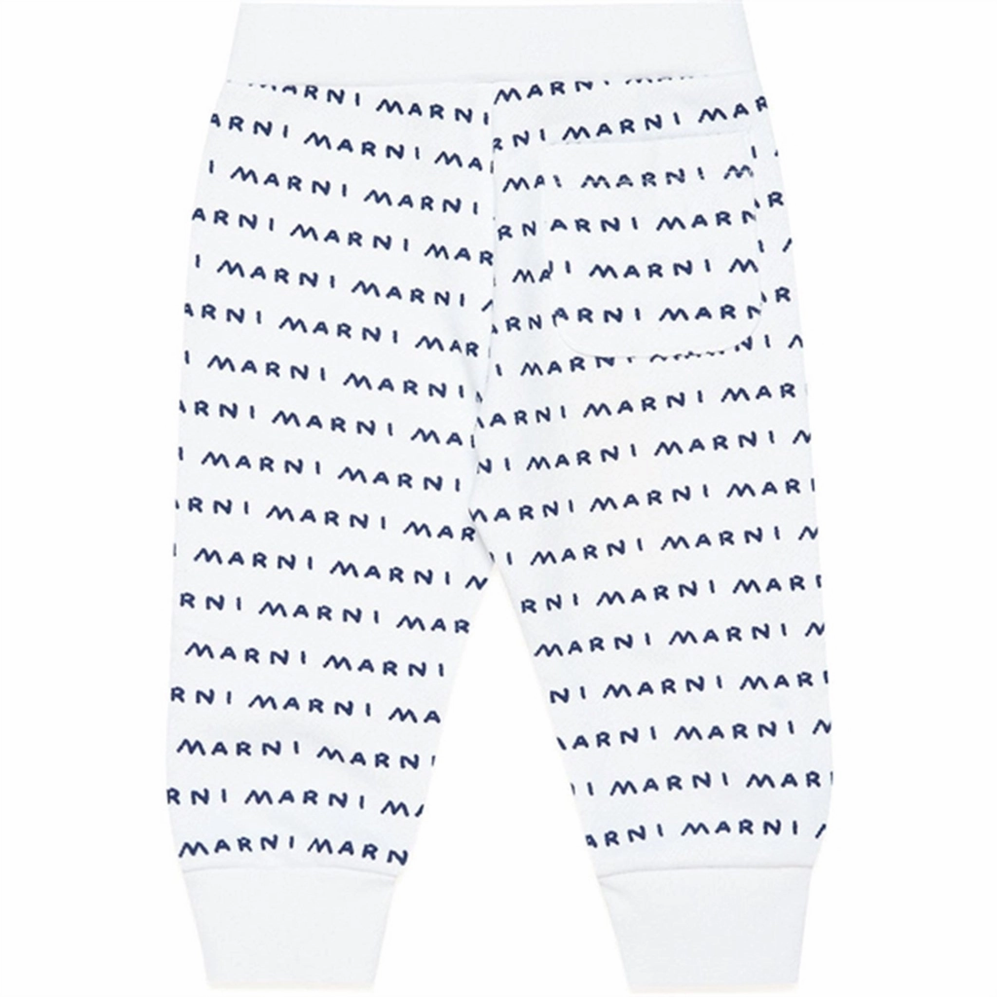 Marni White Blue Logo Sweatpants emotion Quick Motion