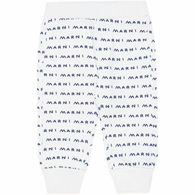 Marni White Blue Logo Sweatpants Gradient Density Layering