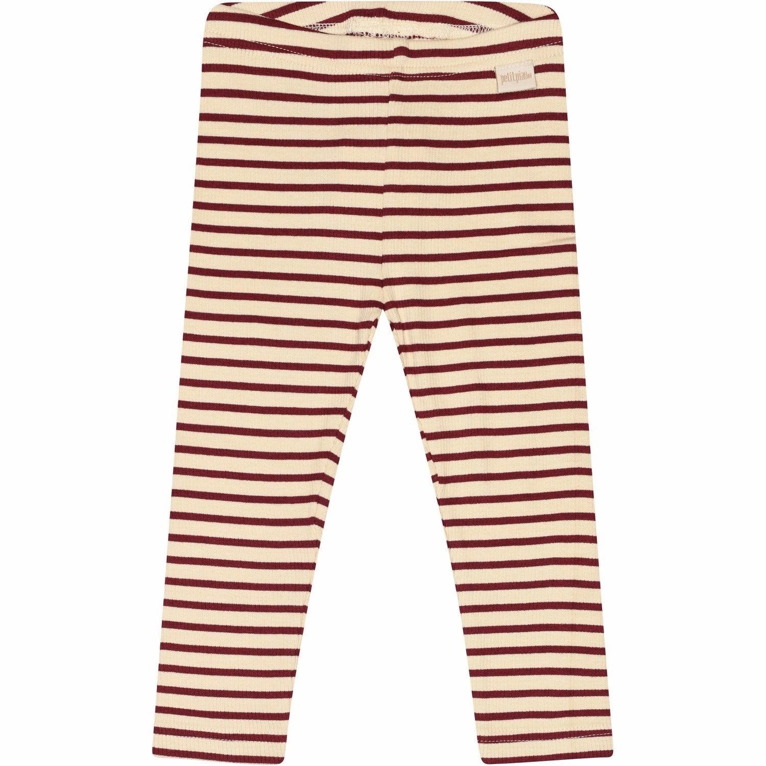 Petit Piao Dark Cherry/Dark Off White Leggings Modal Striped Sleek and Stretchy