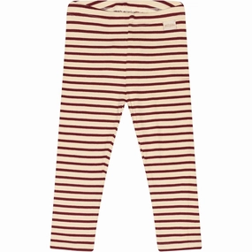 Petit Piao Dark Cherry/Dark Off White Leggings Modal Striped Sleek and Stretchy
