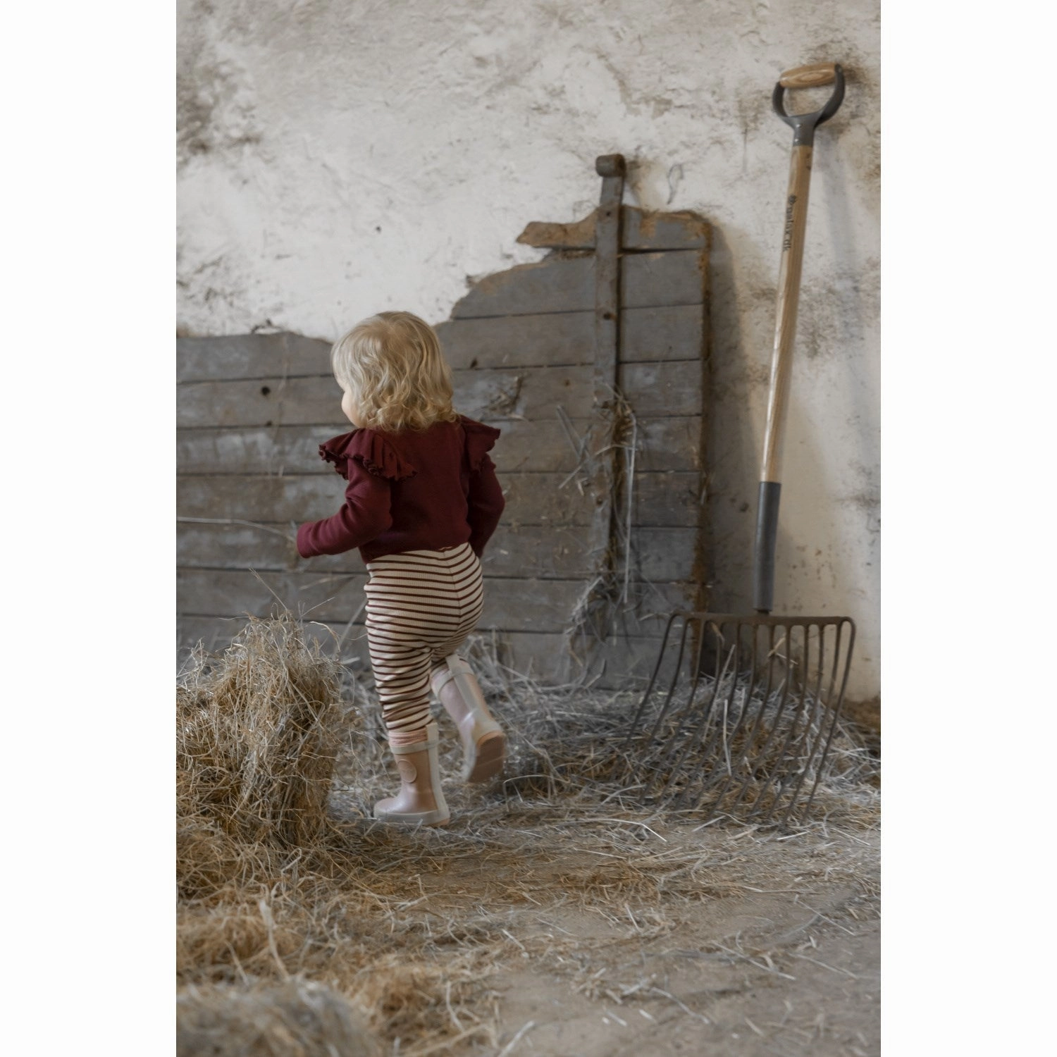 Travel Outfit Tall Fit Thermal regulation Petit Piao Dark Cherry/Dark Off White Leggings Modal Striped