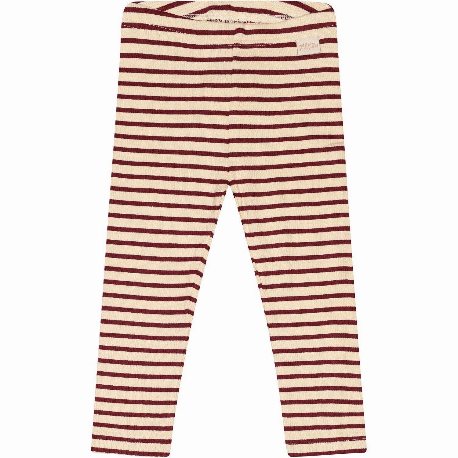 Petit Piao Dark Cherry/Dark Off White Leggings Modal Striped Thermal Insulation Outdoor Wear