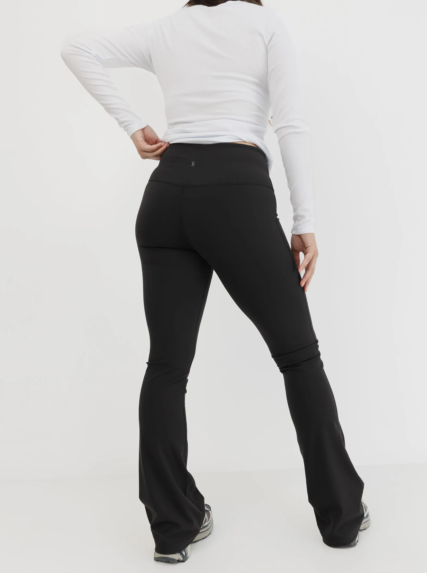 Mellow Flare Longline In Black Maternity Wear Rib Knit Modern Stretch