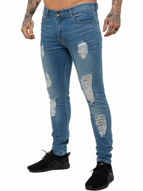 Classic Casual Waterless Wash Technology Mens Denim Ripped Denim Jeans lsw | Enzo Designer Menswear