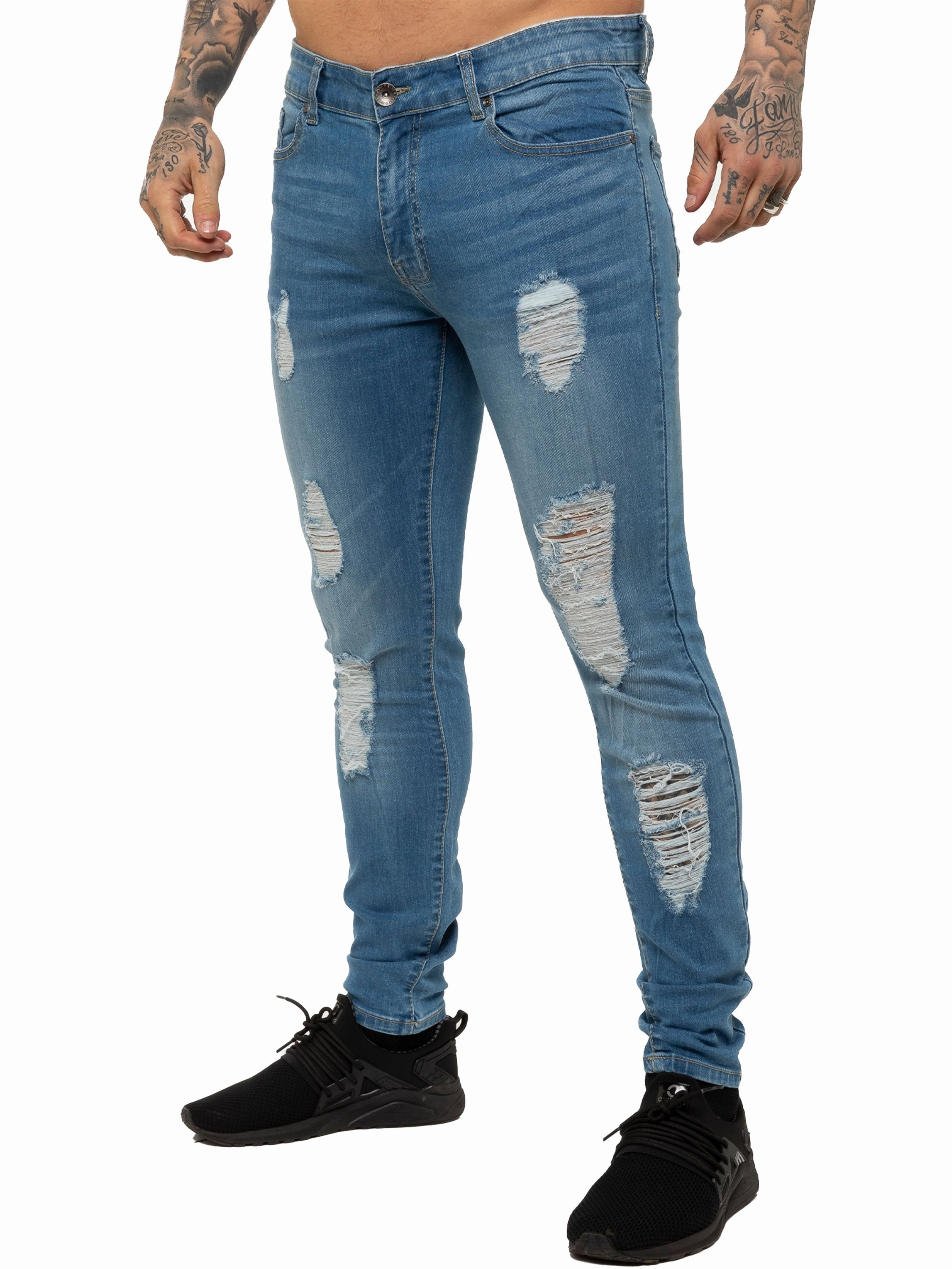 Neutral Autumn Days Mens Denim Ripped Denim Jeans lsw | Enzo Designer Menswear