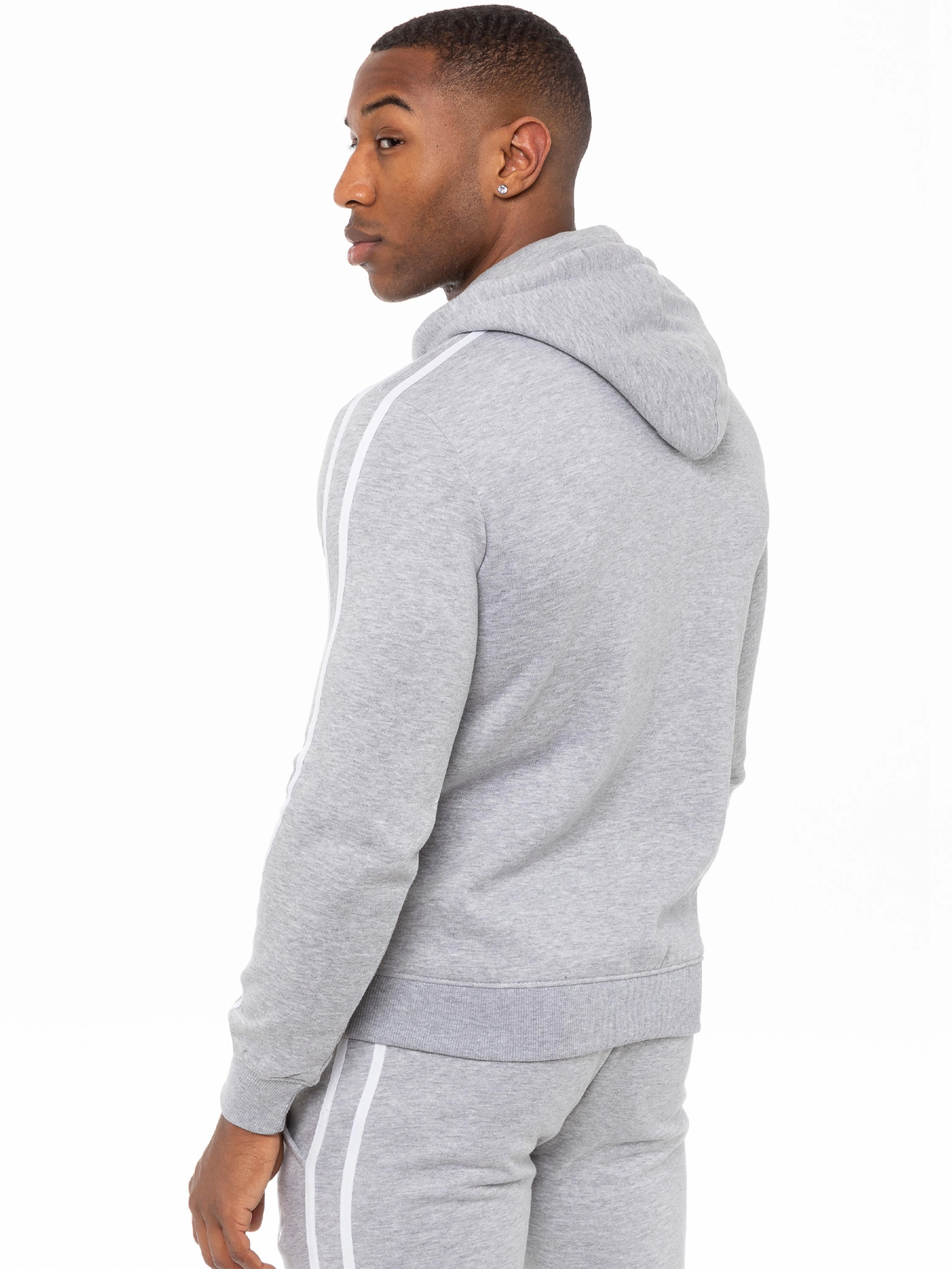 Fashion Night Moisture Wicking Lining Mens Striped Fleece Pullover Hoody | Enzo Designer Menswear