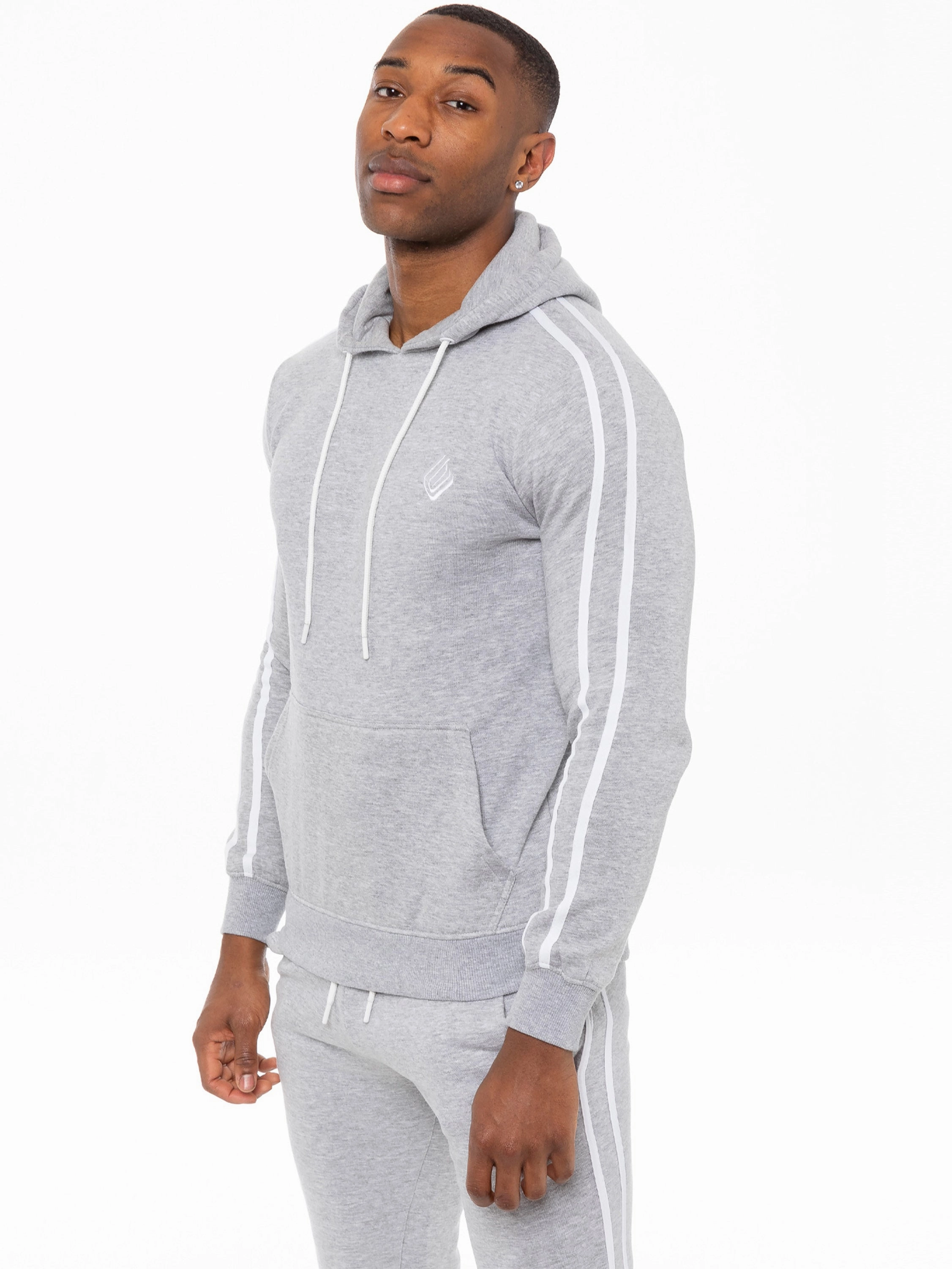 Mens Striped Fleece Pullover Hoody | Enzo Designer Menswear Outdoor Street