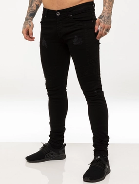Mens Super Skinny Stretch Biker Denim Jeans | Enzo Designer Menswear Seasonal Wardrobe
