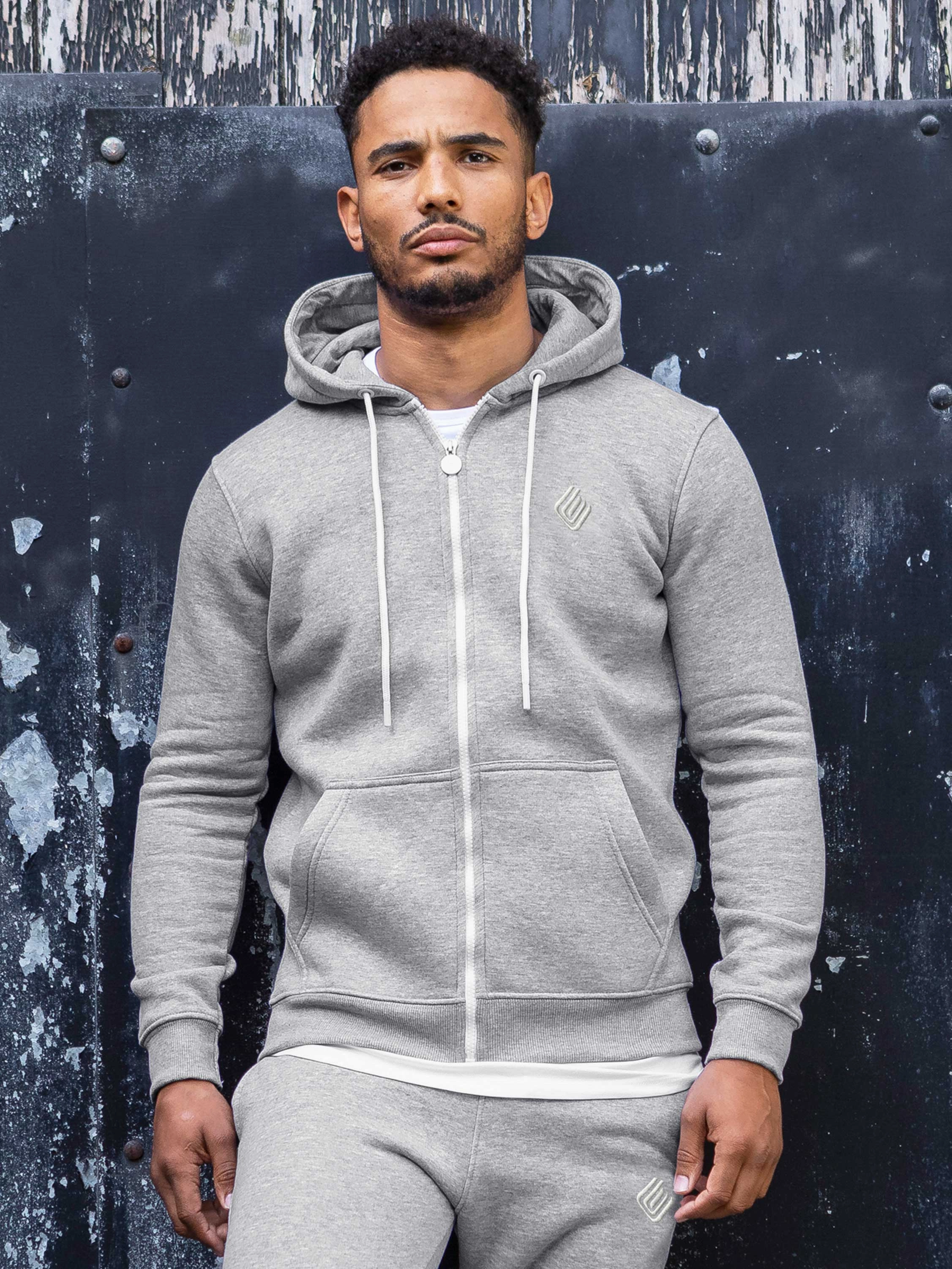 Mens Zip Up Hooded Fleece Tracksuit Top  | Enzo Designer Menswear wrinkle free