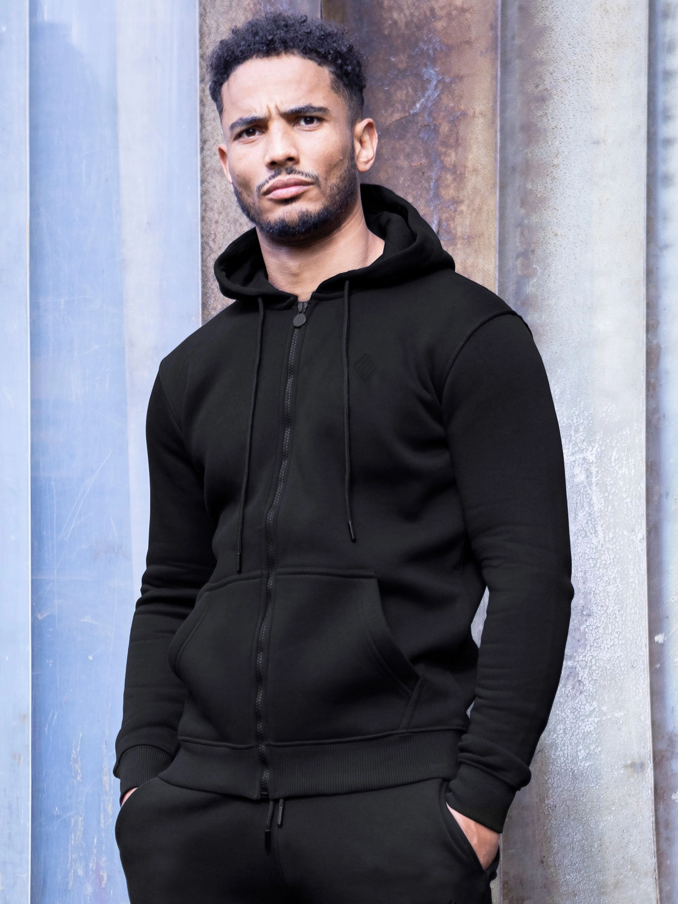 Seamless Shoulder Camping wear Mens Zip Up Hooded Fleece Tracksuit Top  | Enzo Designer Menswear