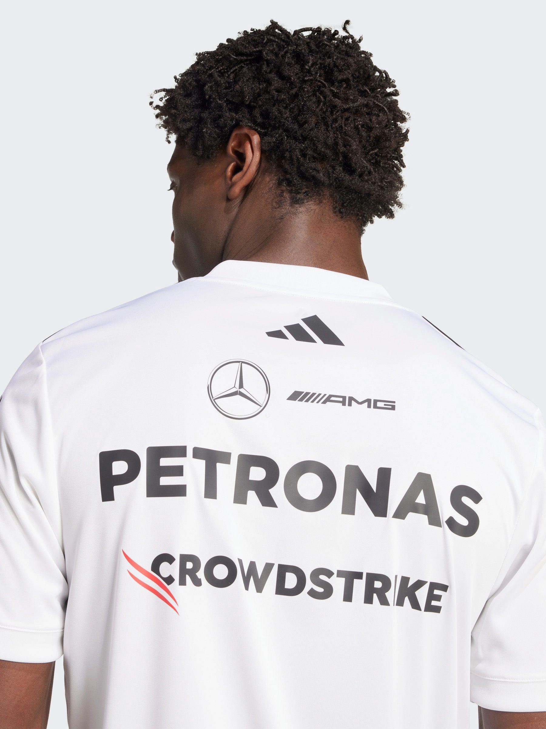 Soft Feel TearResistant Fabric Mercedes AMG Petronas Formula One Team White Driver Jersey